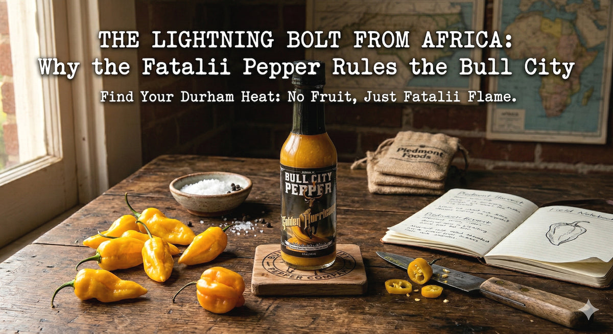 Yellow Fatalii peppers and Golden Hurricane hot sauce